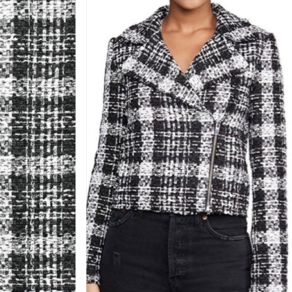 Theory Black & White Moto Jacket Sz 4 - Picture 4 of 8